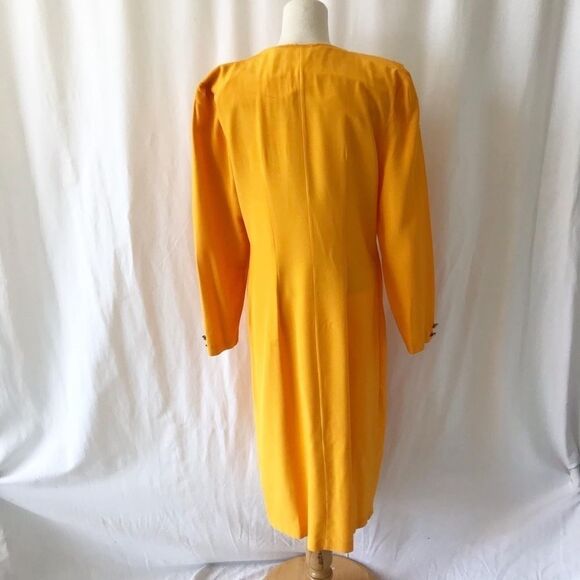 Vintage 80s Algo yellow trench jacket dress size 9 - Picture 8 of 11